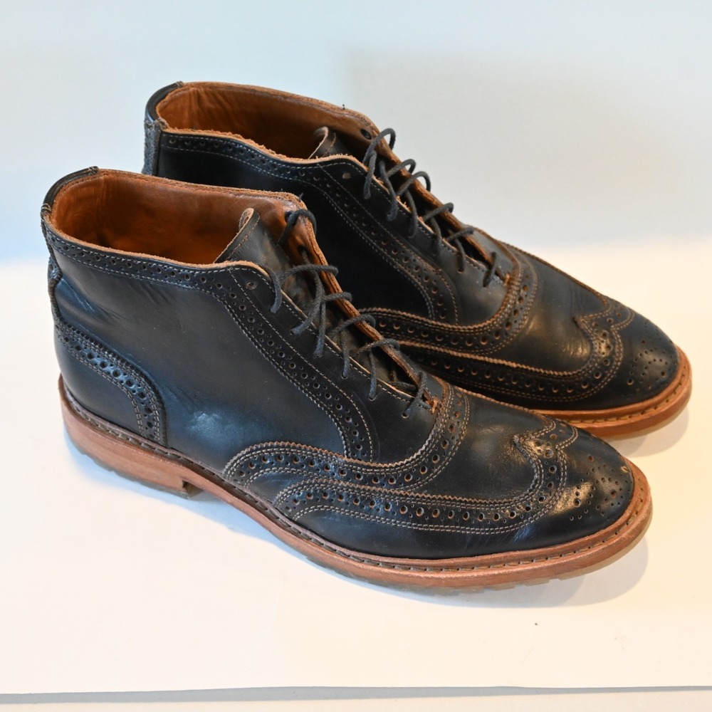 Allen Edmonds Mens 10 Black Leather Stirling Lace Up Wingtip Ankle Boots